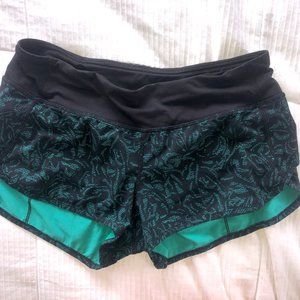 Lululemon Speed Up shorts 2.5” Black/Teal Sz 6 EUC